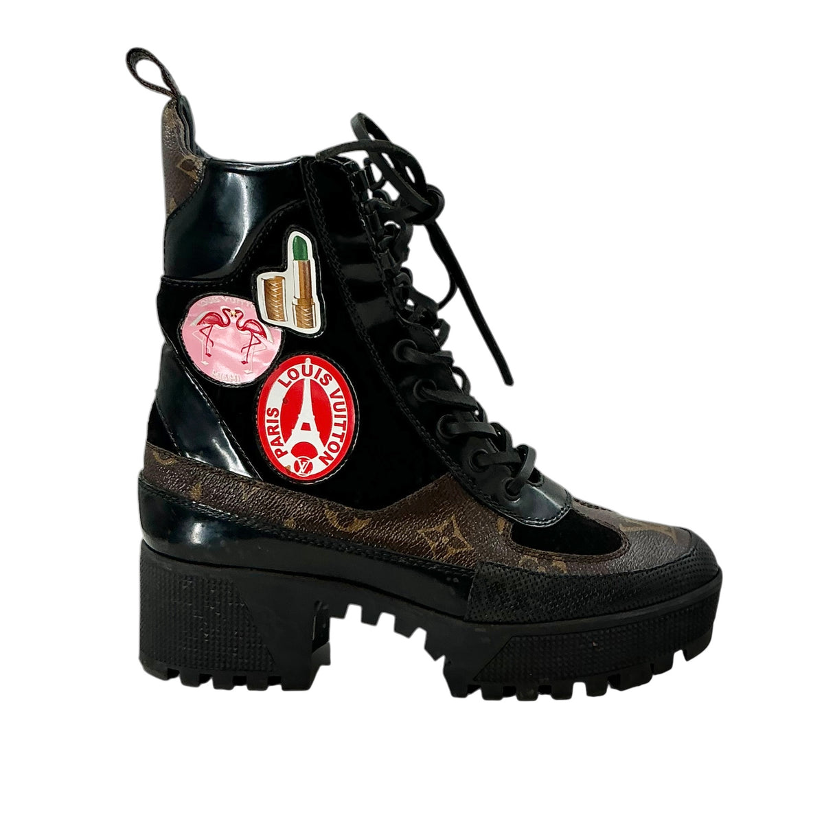 Louis Vuitton World Tour Patches Laureate Platform Combat Boots