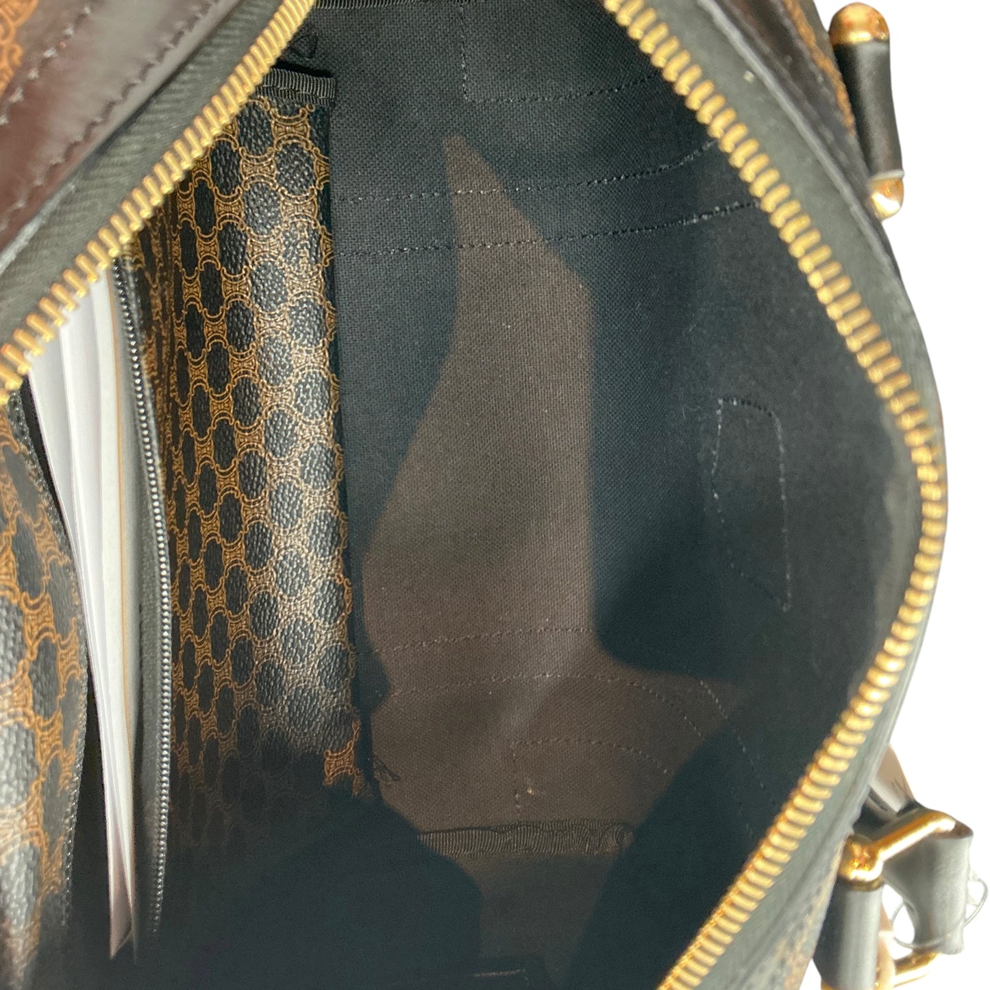 Celine Black Macadam Triomphe Mini Boston Bag