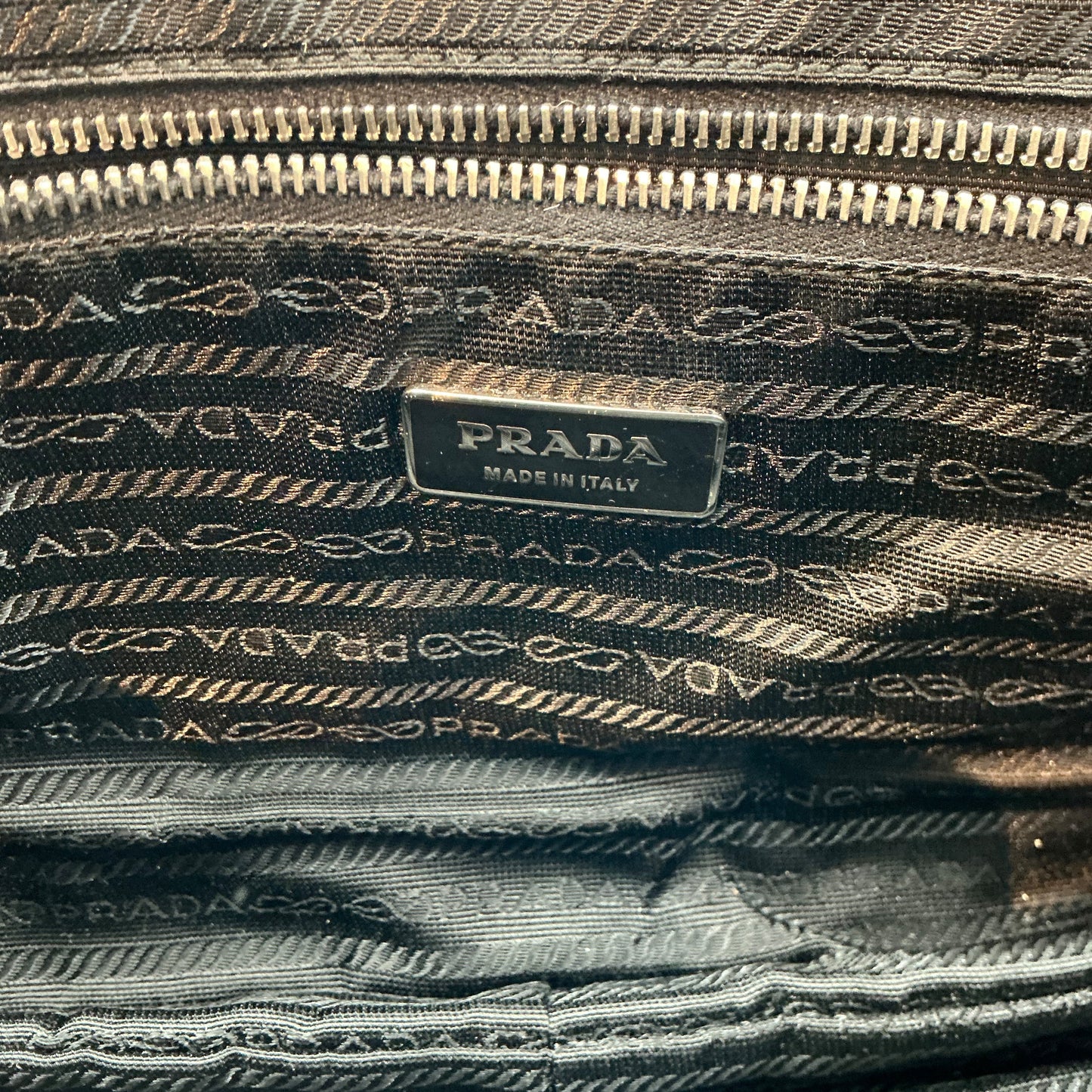 Prada Vintage Orange and Black Lambskin Leather & Nylon Shoulder Bag
