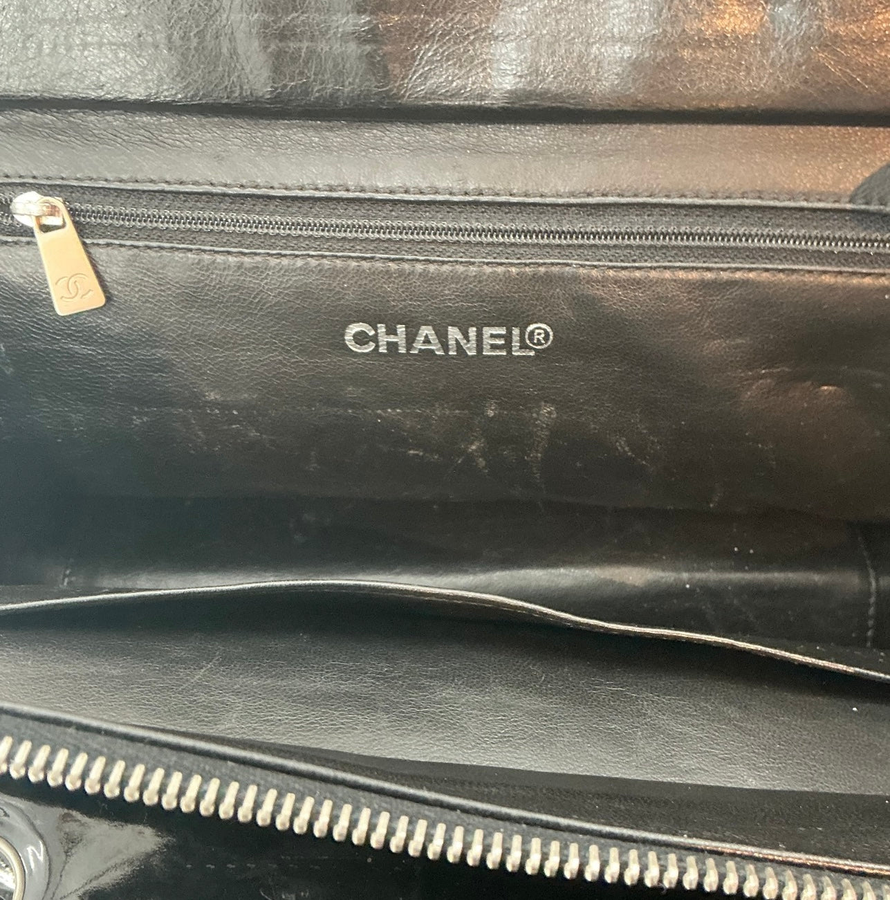 Chanel Black Quilted Patent Leather Petite Timeless Shopping Tote