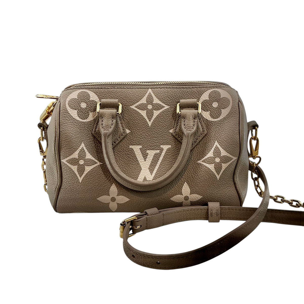 Louis Vuitton Bicolor Monogram Empreinte Speedy Bandoulière 20 – Tourterelle / Crème