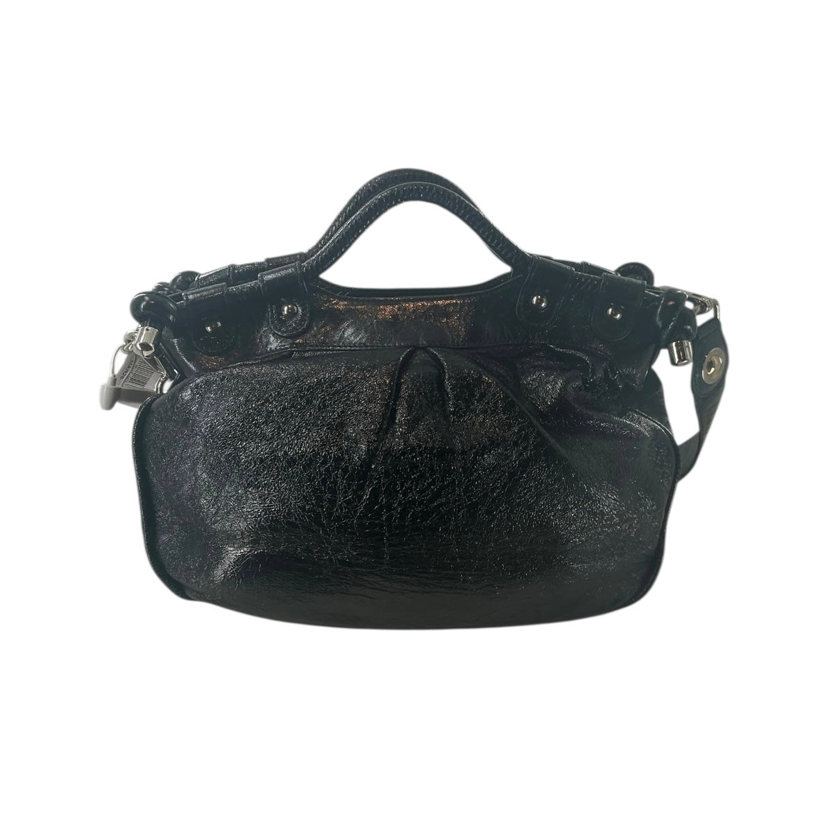 Etro Black Chic Patent Leather Hobo Shoulder Bag