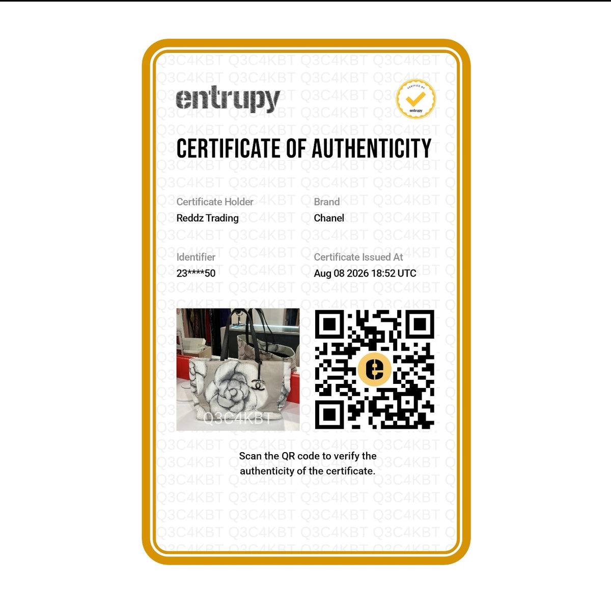 Authentication certificate