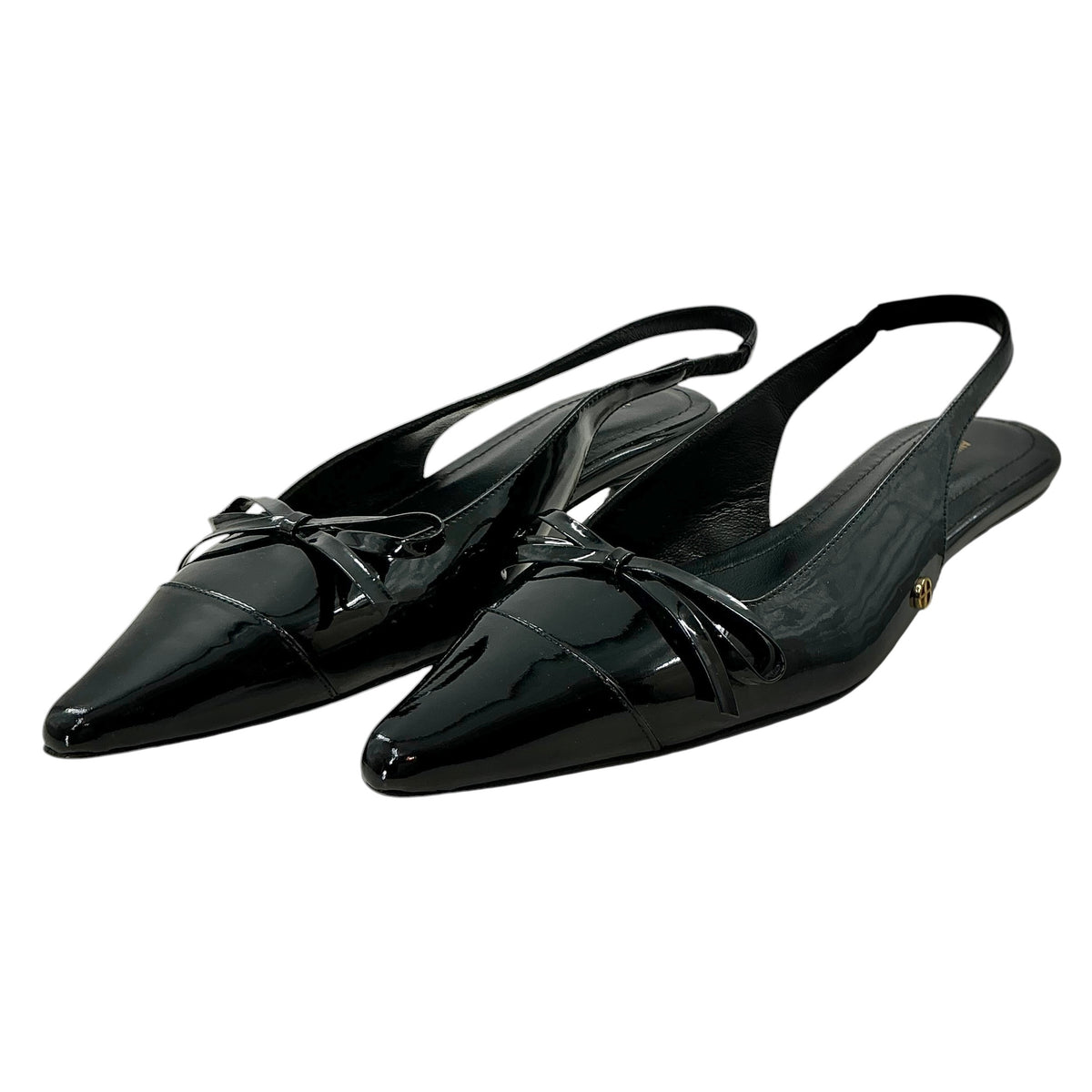 Anine Bing Zoey Patent Leather Slingback Kitten Heels