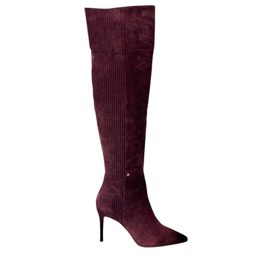 CH Carolina Herrera Burgundy Suede Over-The-Knee Boots