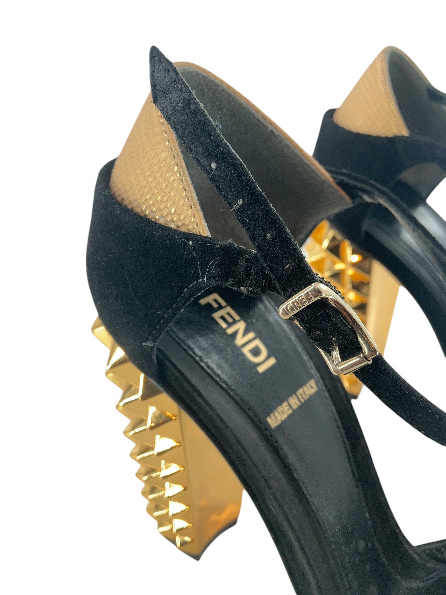 Fendi Studded Heel T-Strap Sandals