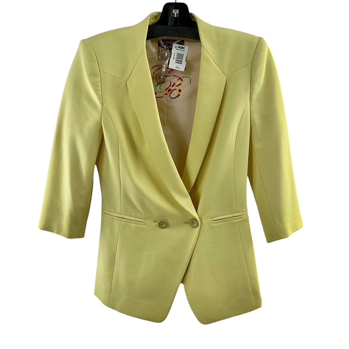Ted Baker London "Meeda" Yellow Double-Breasted 3/4 Sleeve Blazer Jacket