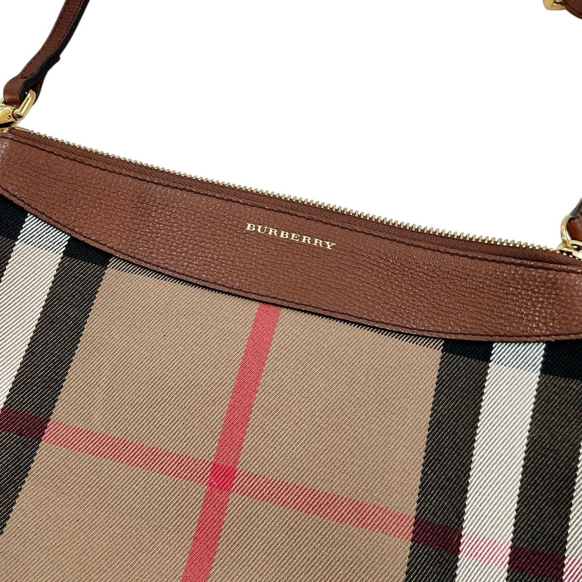 Burberry House Check Derby Peyton Crossbody Bag - Tan Leather