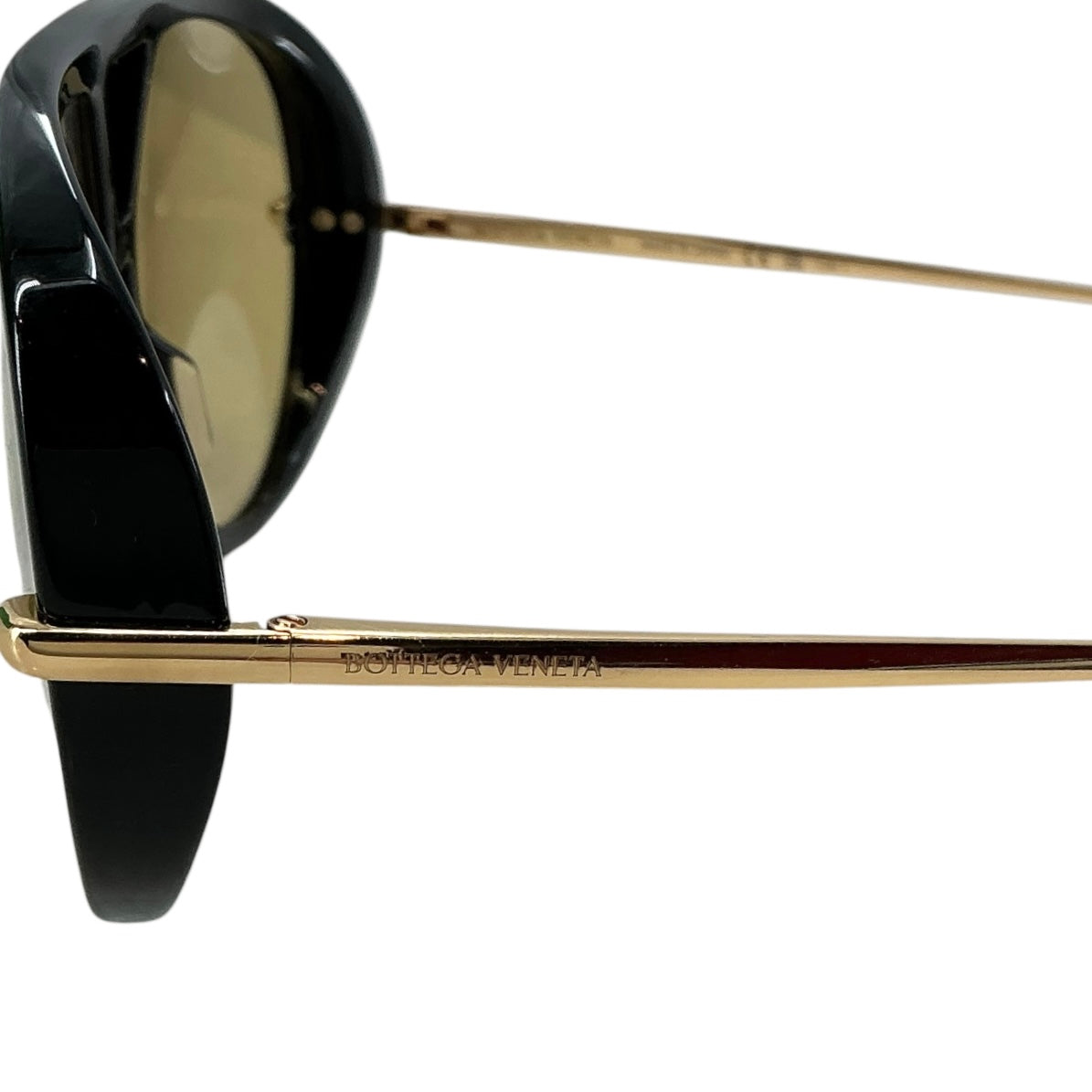 Bottega Veneta Black & Gold Drop Aviator Sunglasses