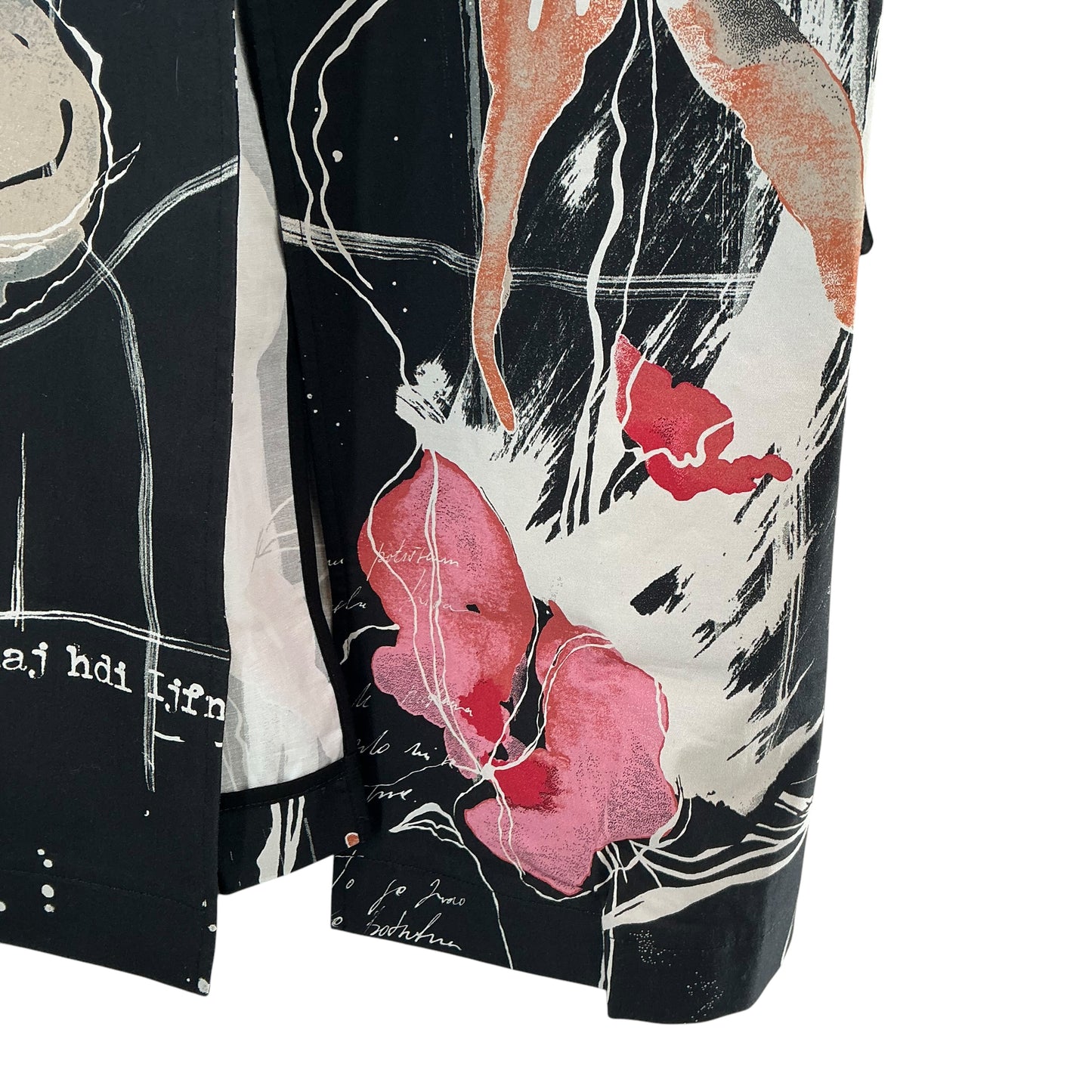Ivko Abstract Graphic Letter Print Double Breasted Trench Coat Black