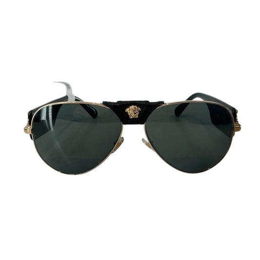 Versace VE2150Q Gold & Black Aviator Sunglasses w/ Case and Box