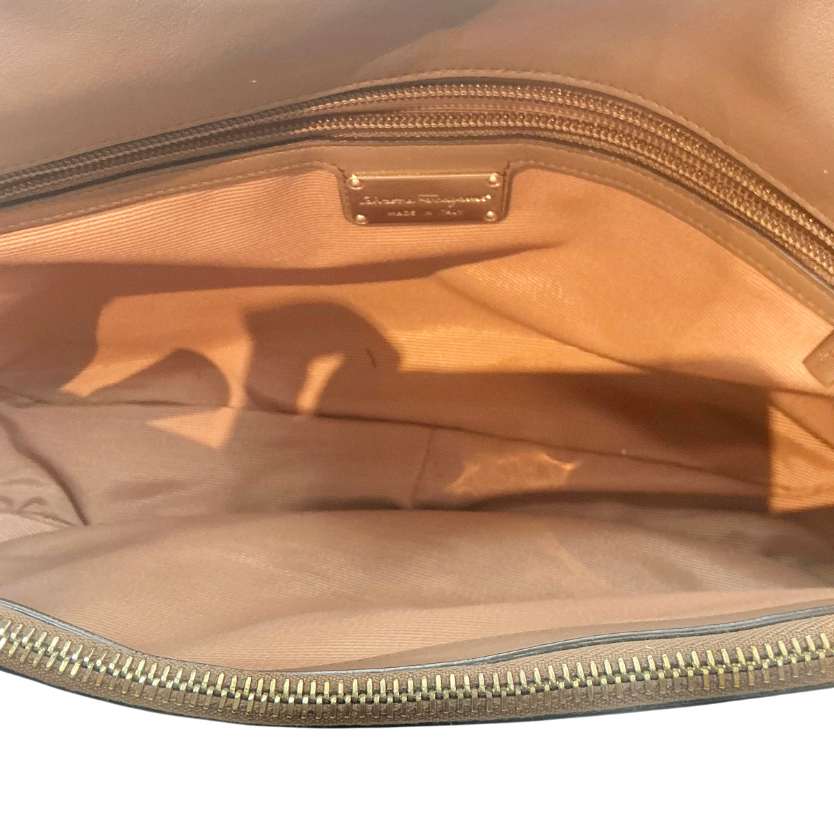 Salvatore Ferragamo Betulla Chevron Woven Straw & Brown Leather Shoulder Tote