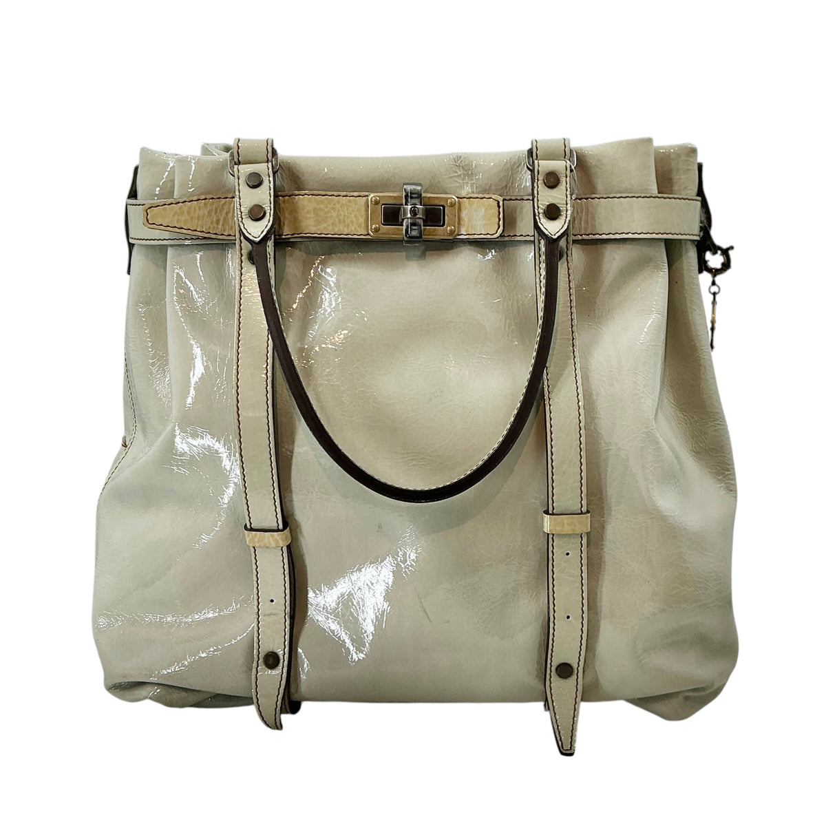 Lanvin Kentucky Patent Leather Slouchy Tote Bag – Mint Green