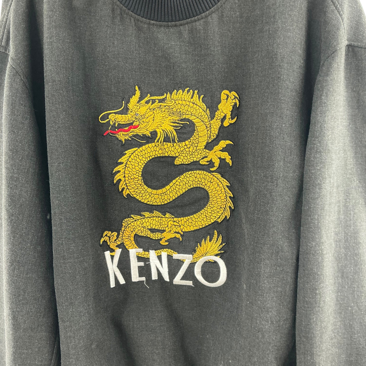 Kenzo Dragon Embroidered Crewneck Sweatshirt Faded Black