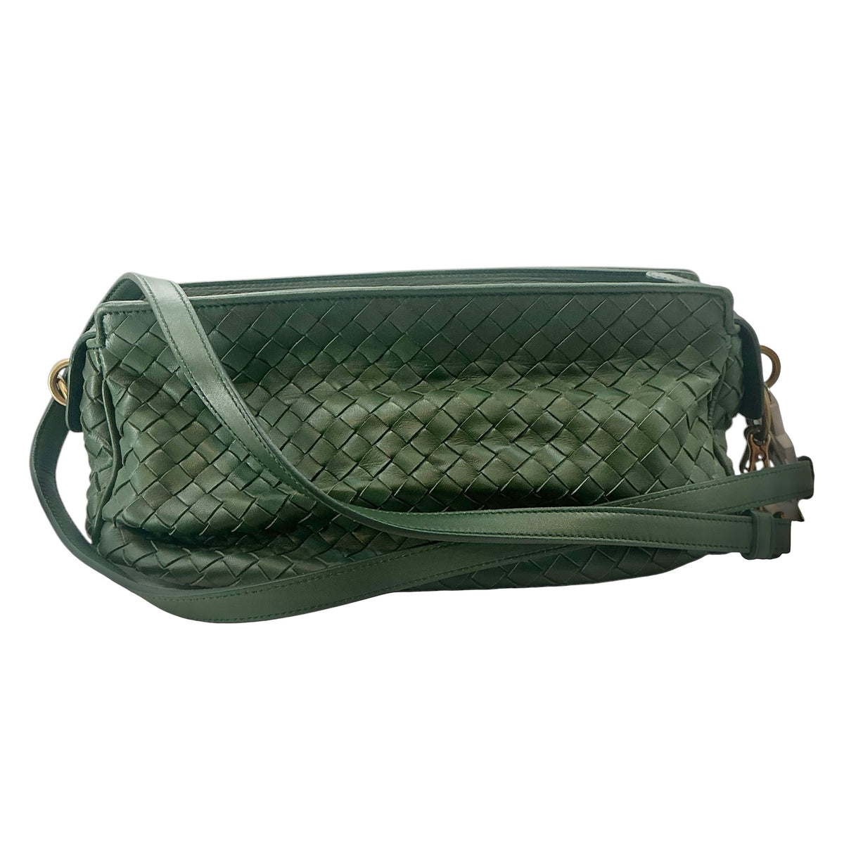 Bottega Veneta Green Nappa Intrecciato Crossbody Bag