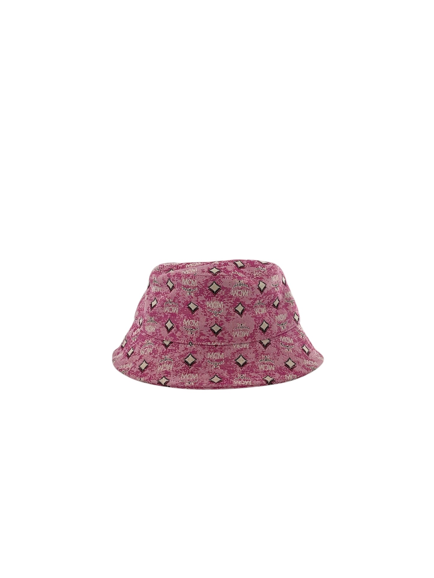 MCM Pink Monogram Denim Bucket Hat