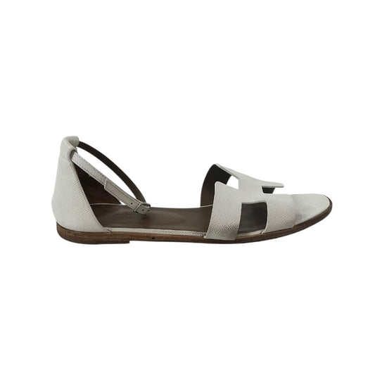 Hermès Santorini Sandals in White Epsom Leather