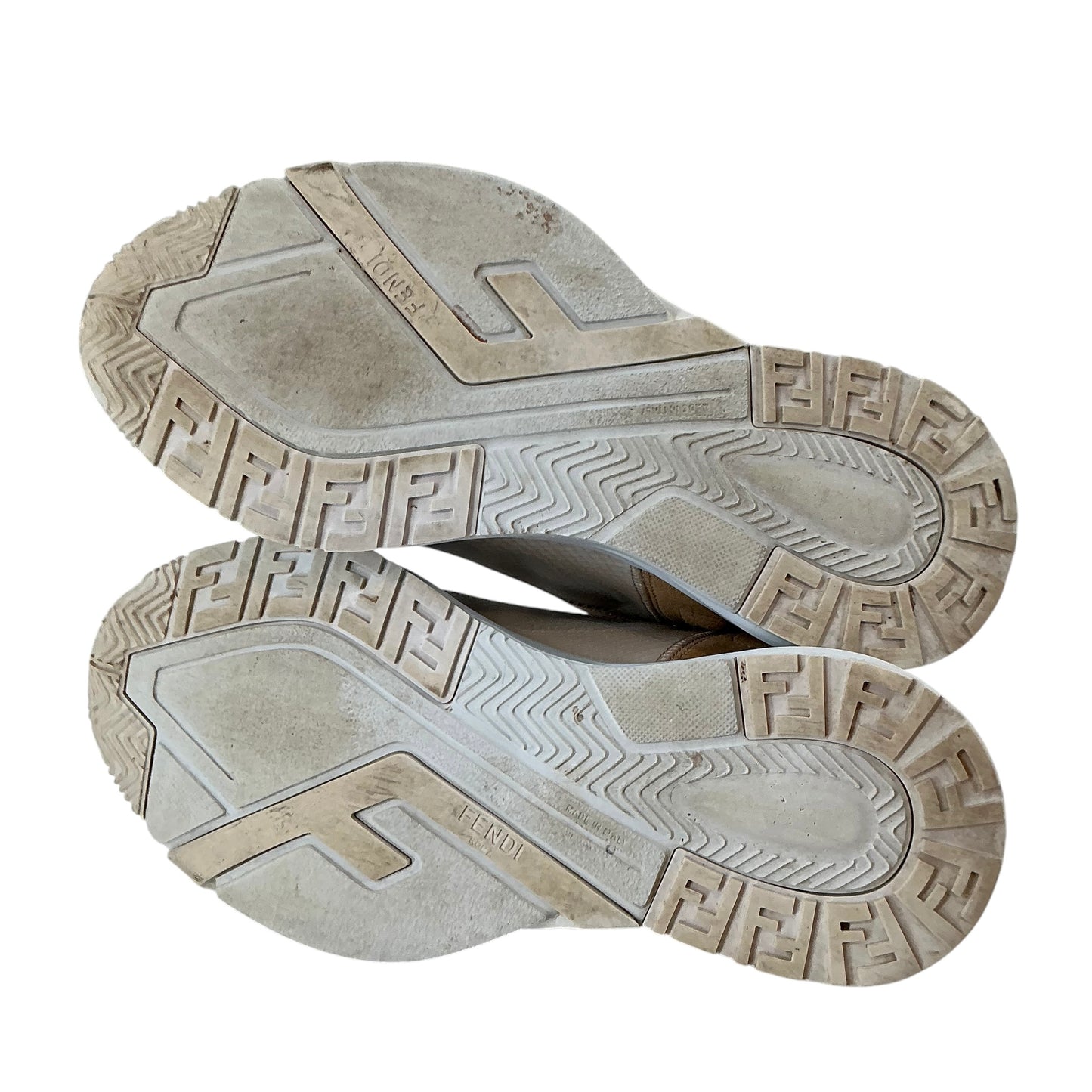 Fendi Flow Pink Beige Leather Mesh Sneakers