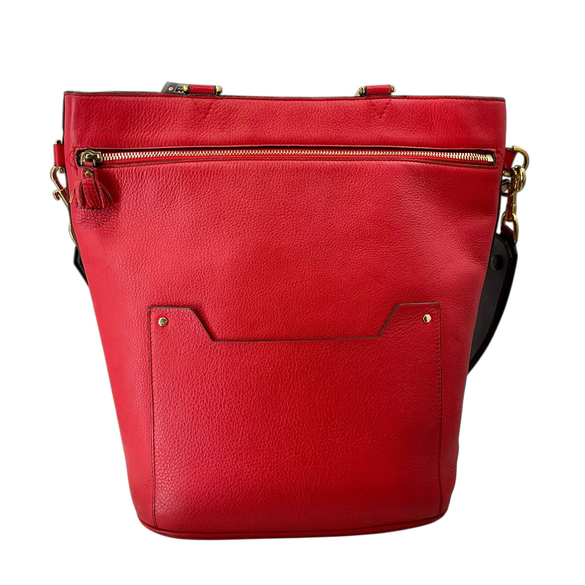 Anya Hindmarch "Build A Bag" Red Pebbled Leather Bucket Bag