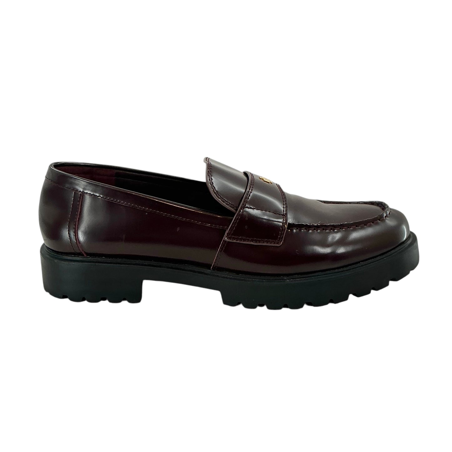 Tory Burch Classic Lug Loafers Burgundy Plum Leather