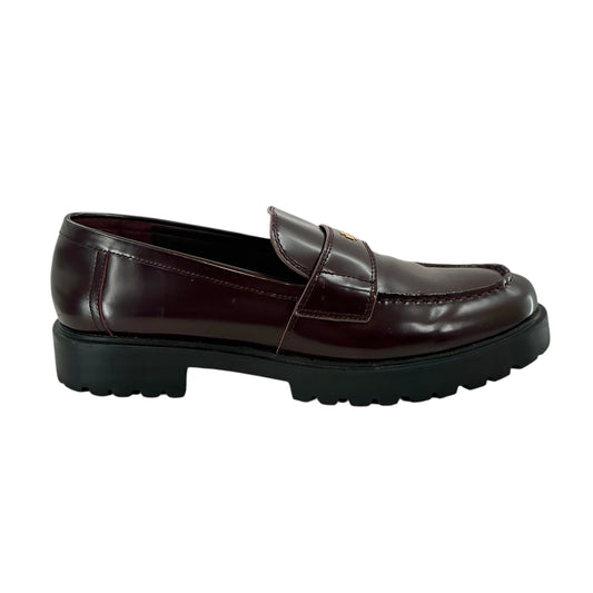 Tory Burch Classic Lug Loafers Burgundy Plum Leather