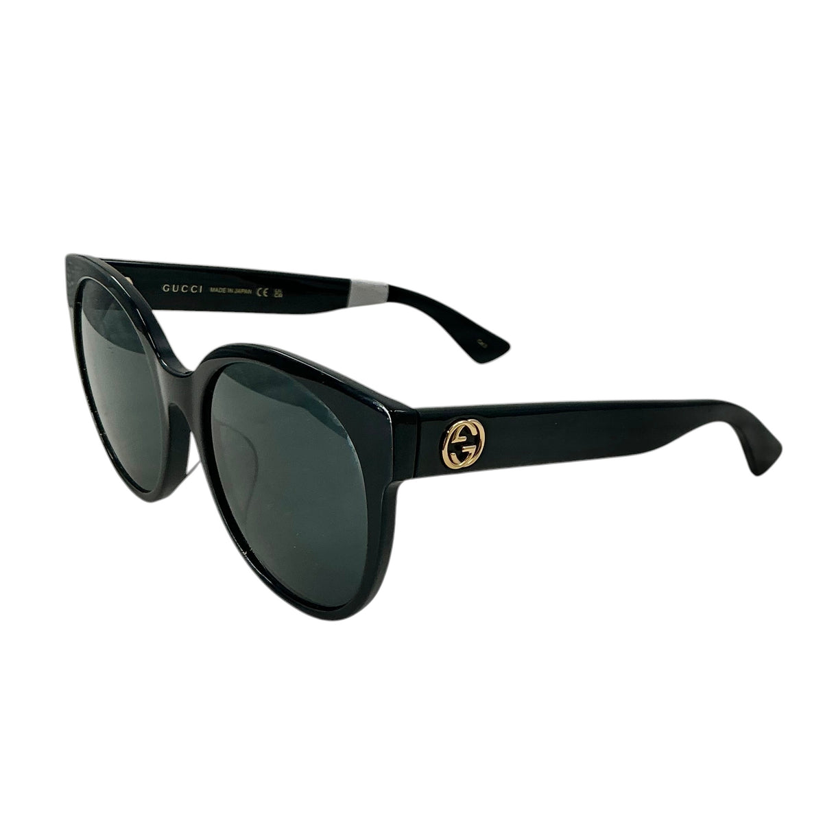 Gucci GG0035SN Black Acetate Round/Cat-Eye Women's Sunglasses