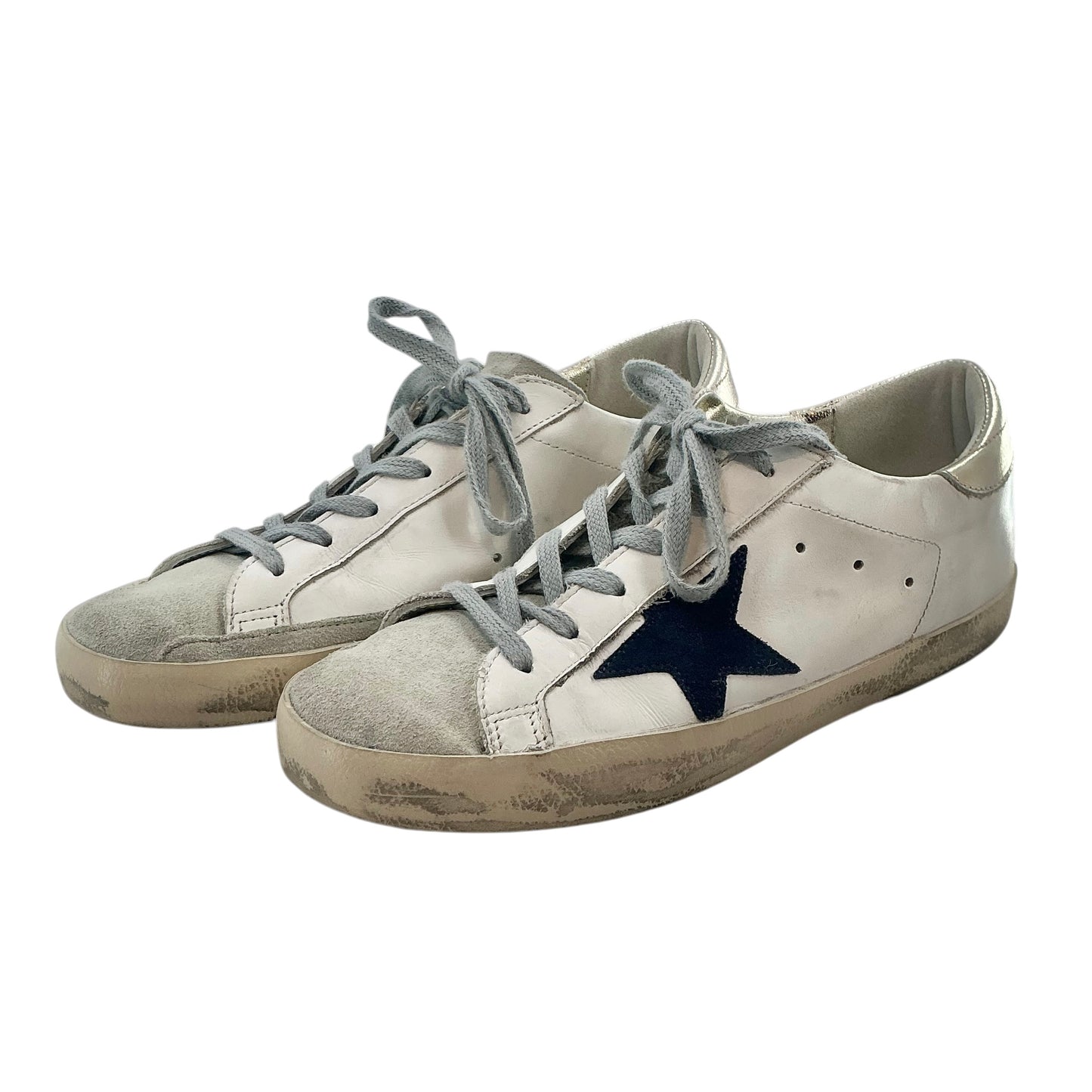 Golden Goose Superstar Sneakers White/Navy/Gray Suede Toe