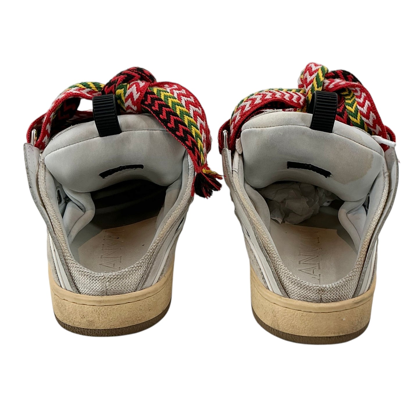 Lanvin Curb White Leather & Suede Open-Back Mule Sneakers