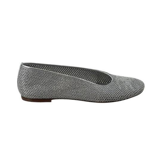 Burberry Silver Embroidered Metallic Mesh Ballerina Flats
