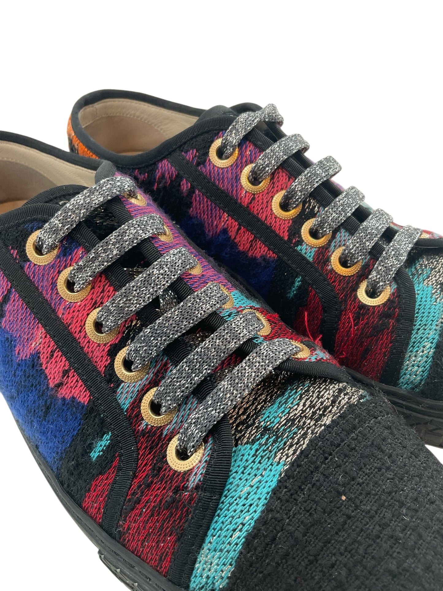 Chanel Multicolor Lace-Up Sneakers sz 37.5