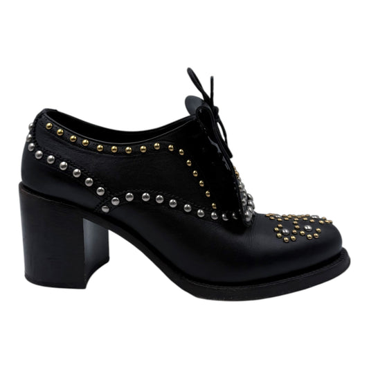 Prada Leather Stud Accented Oxford Shoes