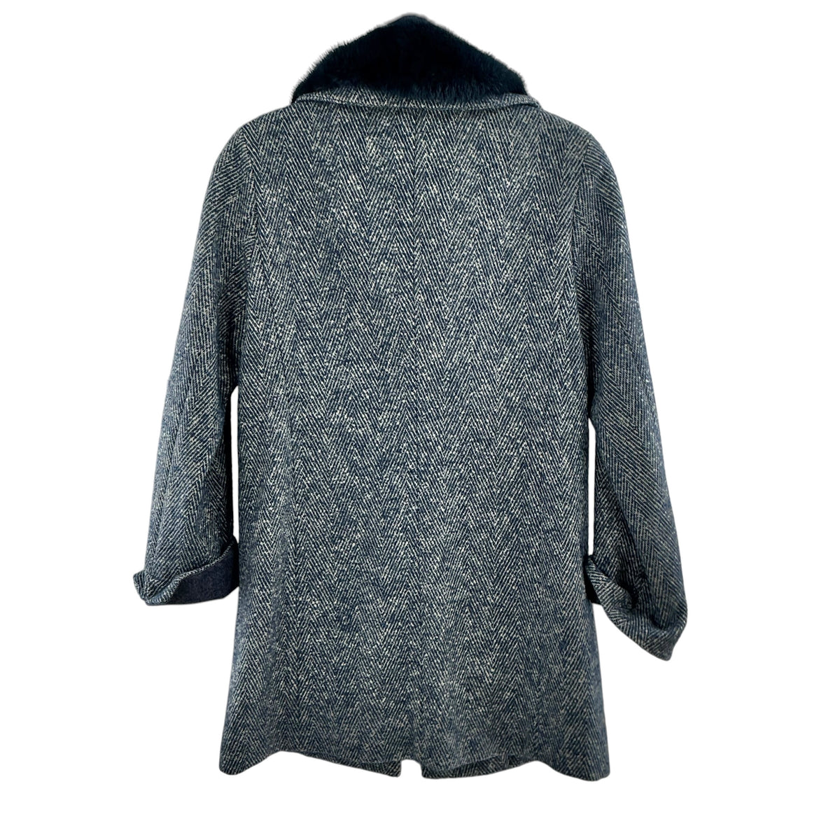 Amina Rubinacci/ Loro Piana Fabric Coat w/ Genuine Mink Detachable Fur Collar