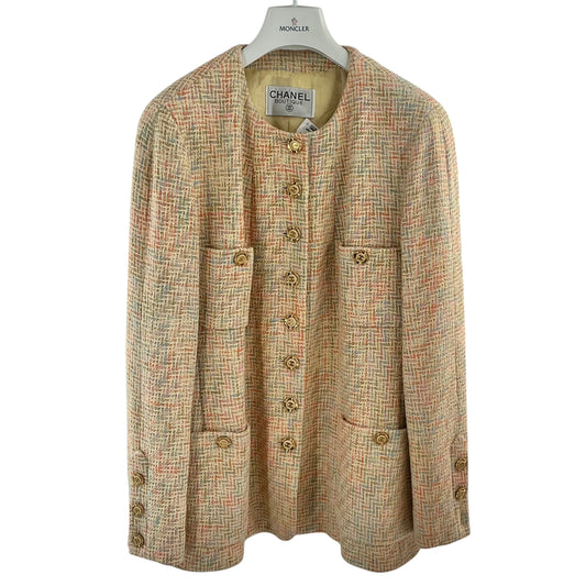 Vintage Chanel Boutique Pastel Multicolor Tweed Jacket
