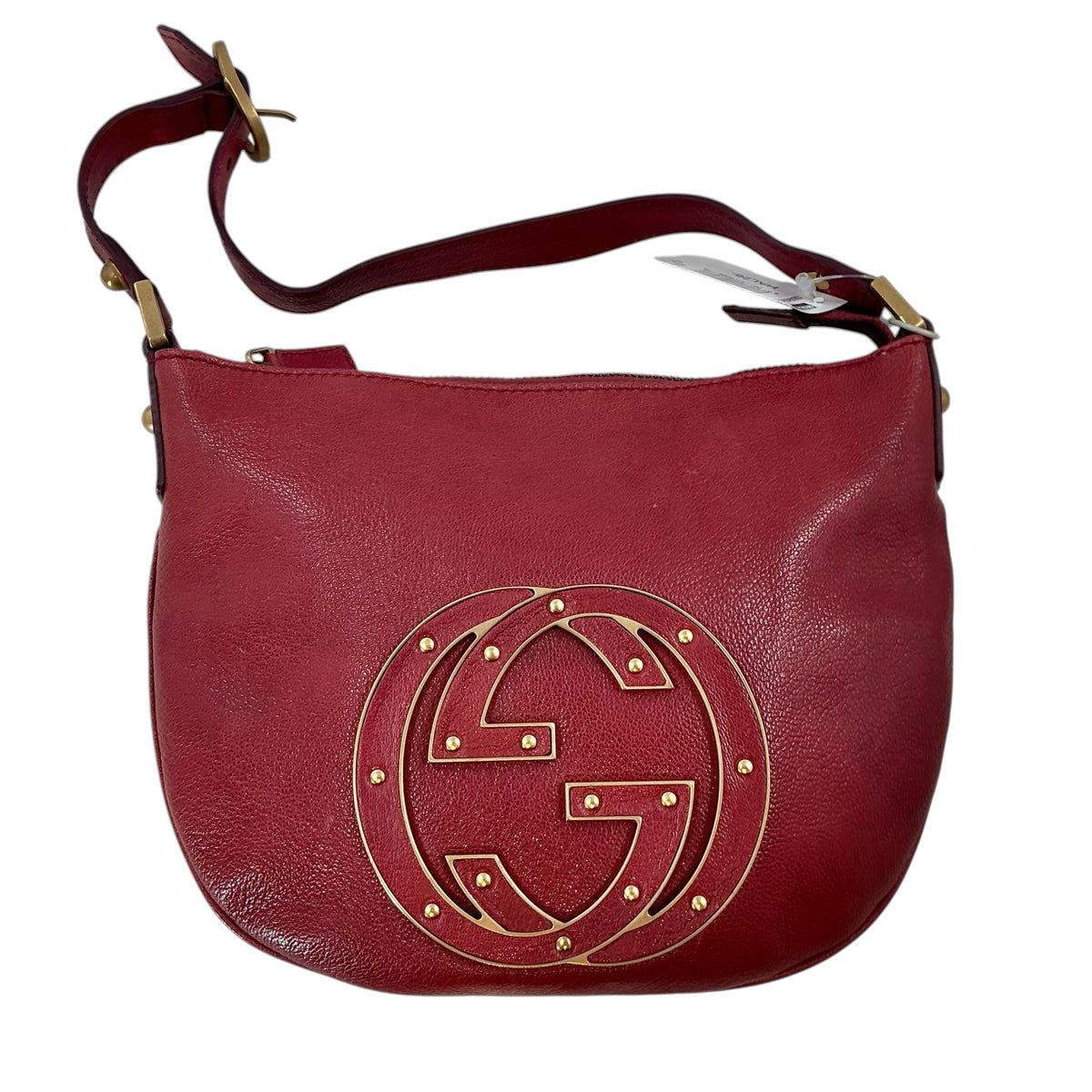 Gucci Vintage Tom Ford Era Burgundy Calfskin Studded Blondie Small Hobo Bag
