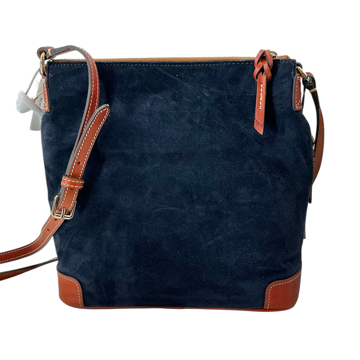 Dooney & Bourke Suede Large Crossbody Bag in Navy Blue & British Tan