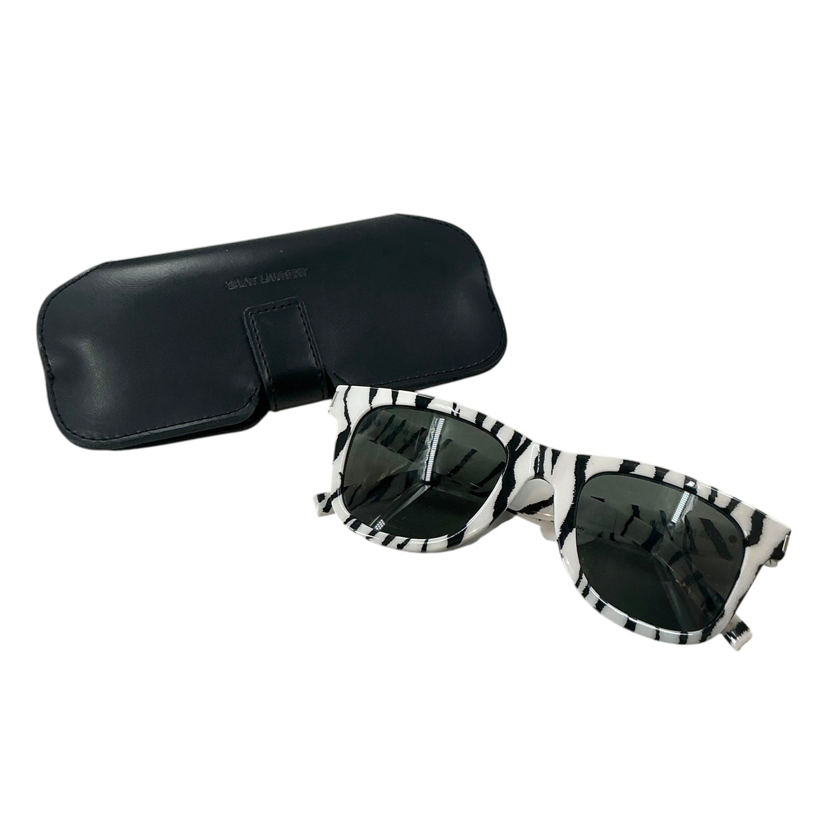 Saint Laurent White & Black Zebra Print SL 51 Wayfarer Sunglasses