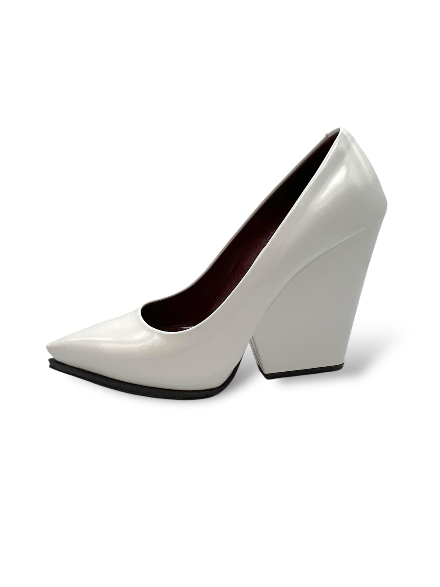 Celine White Leather Demi Pointed Toe Wedges