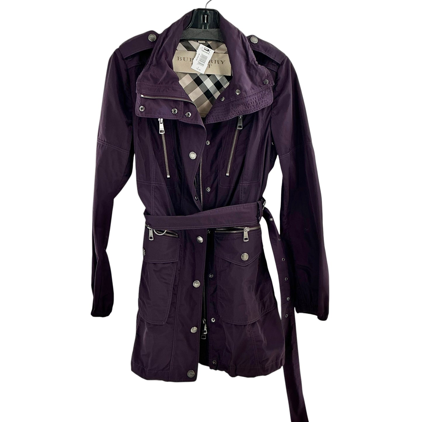 Burberry Brit Purple Belted Trench Coat Jacket
