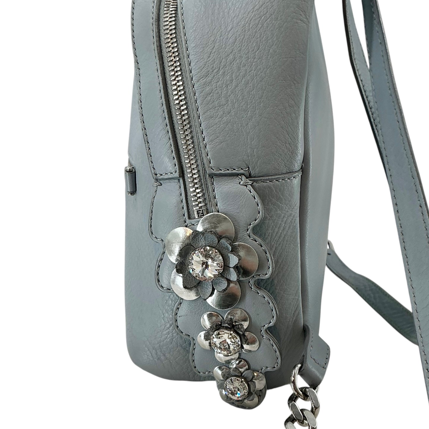 Fendi "By The Way" Mini Embellished Leather Backpack – Slate Blue / Gray