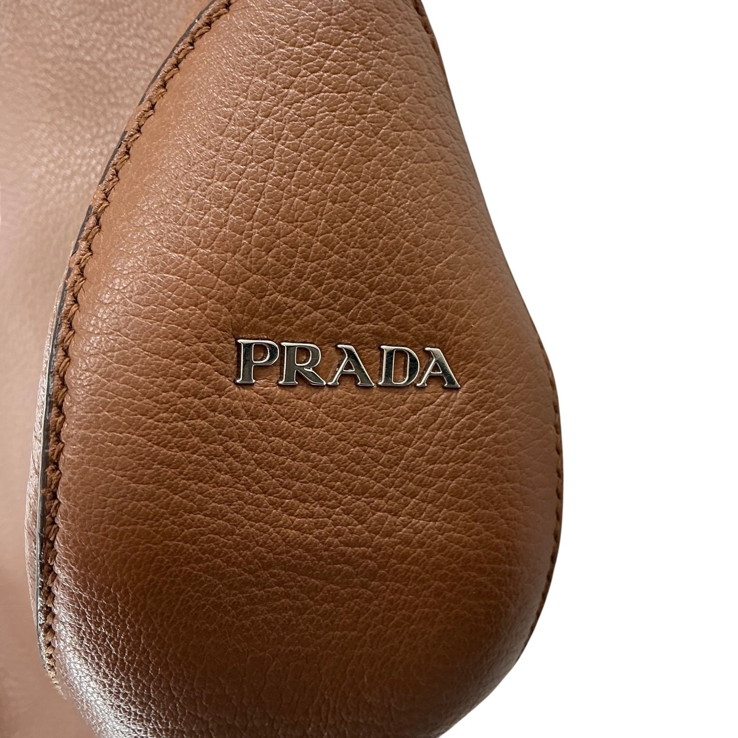 Prada Vitello Corsica Pocket Hobo Bag in Cannella Brown