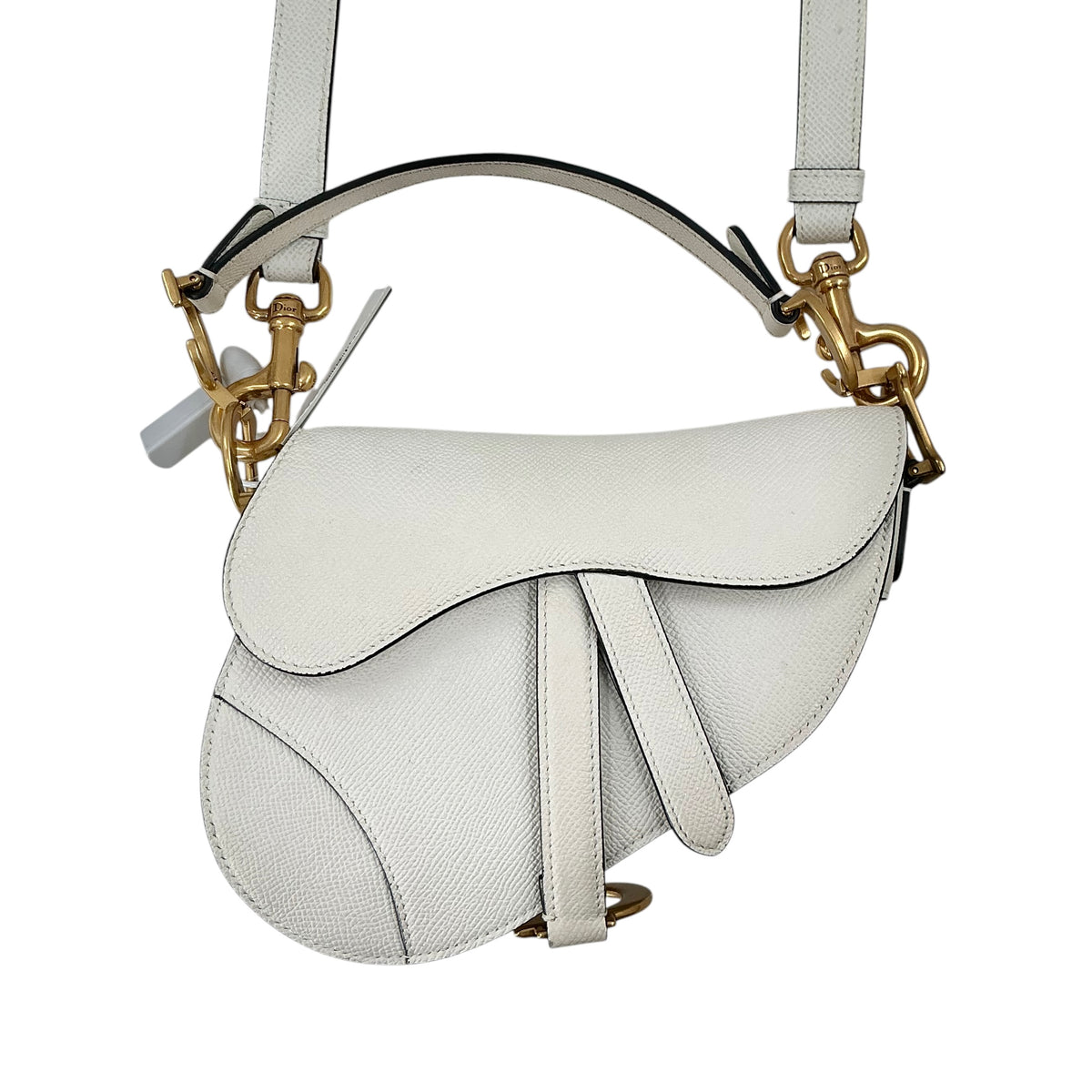 Christian Dior Small Saddle Bag with Strap – Latte Grained Calfskin with Antique Gold Hardware
