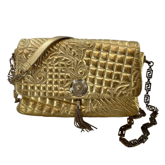 Versace Gold Barocco Quilted Nappa Leather Vanitas Medea Shoulder Bag