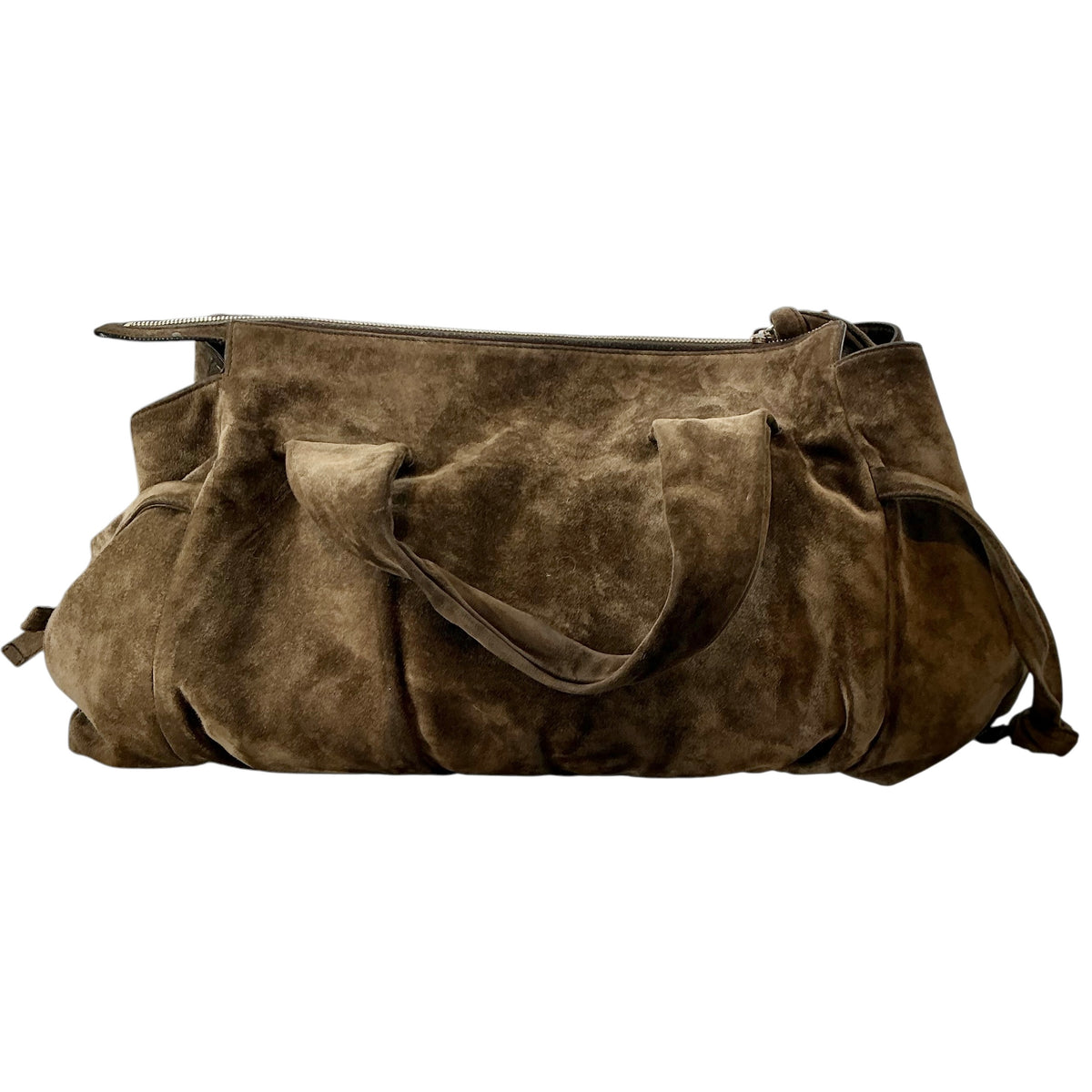 Gucci Vintage Brown Suede Hysteria Top Handle Satchel Bag