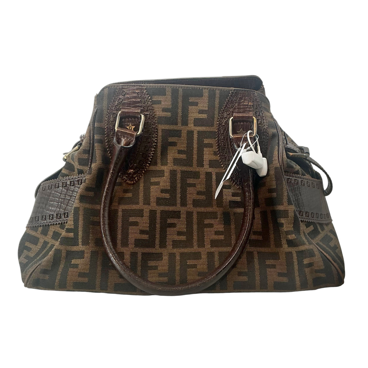Fendi Vintage Brown Zucca Canvas Bag De Jour Top Handle Satchel
