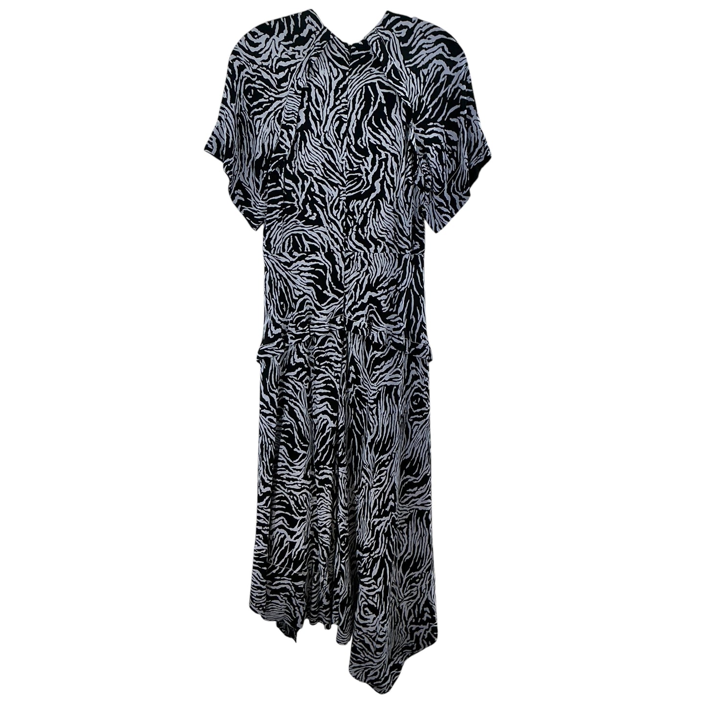 Proenza Schouler Blue & Black Zebra Print Asymmetric Draped Dress