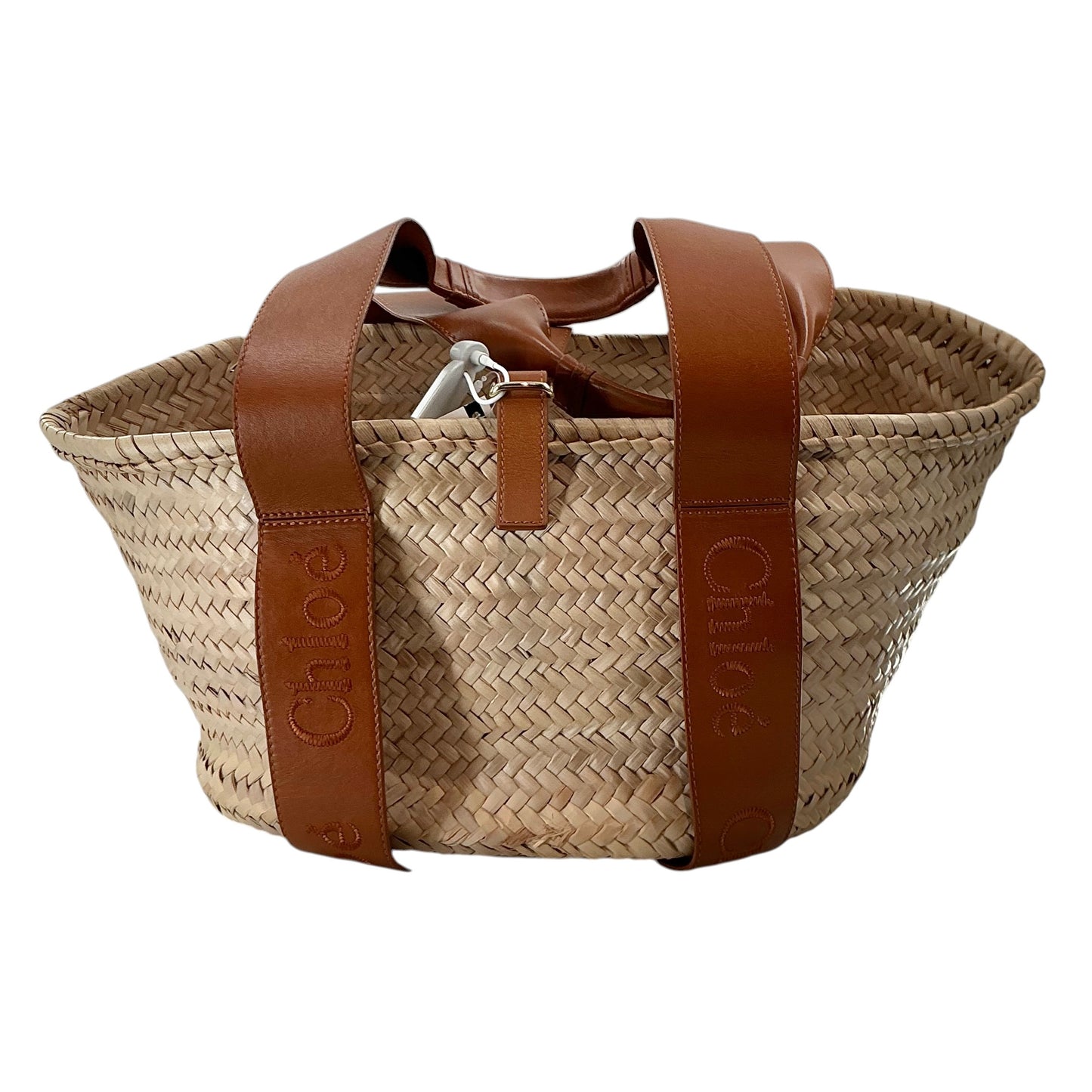 Chloé Medium Sense Basket Bag in Caramel Raffia & Calfskin