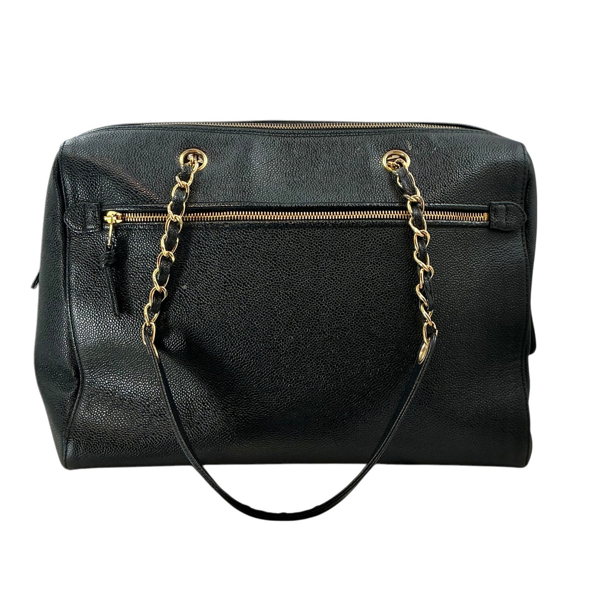 Chanel Vintage Timeless CC Large Bowler Shopping Tote Bag Black Caviar GHW