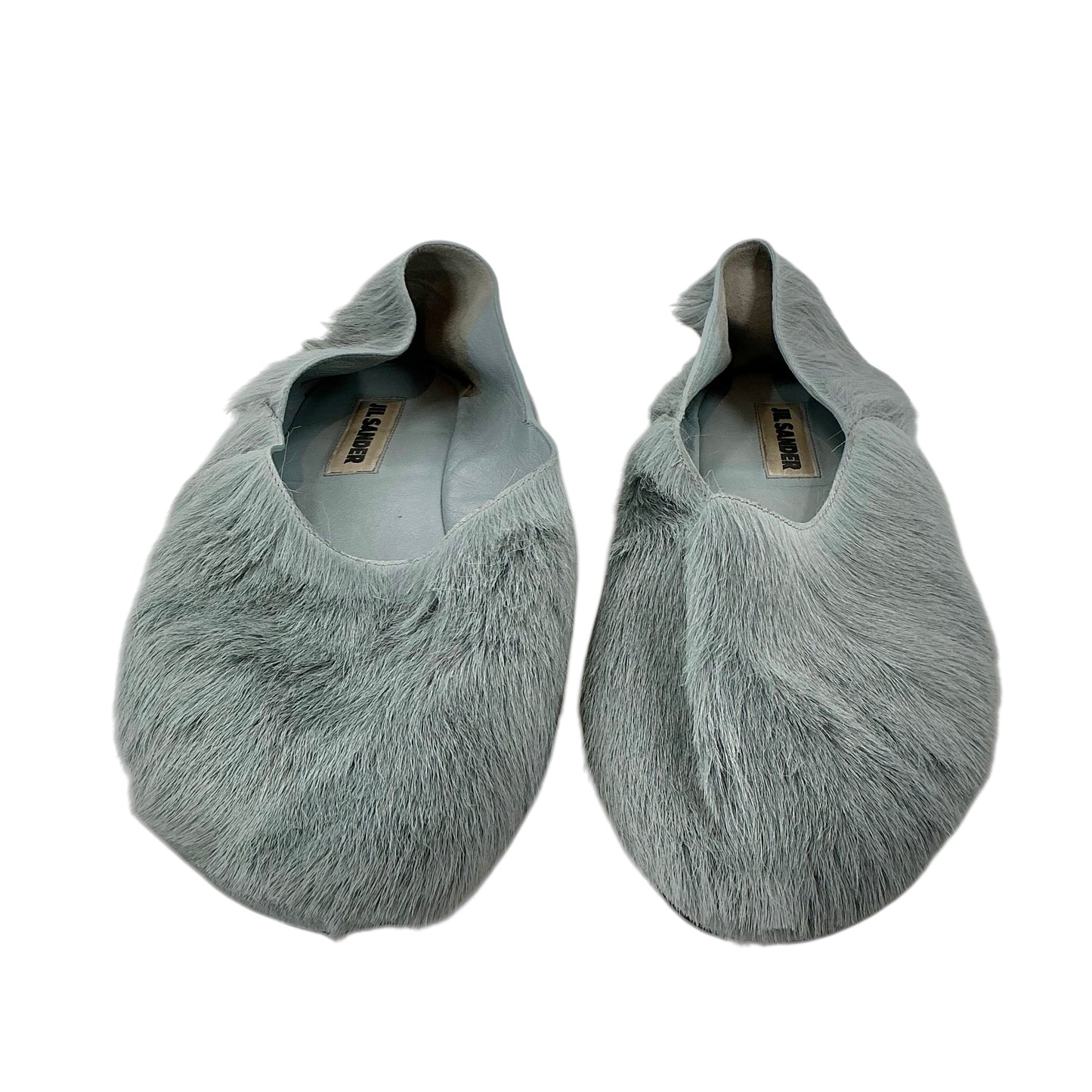 Jil Sander Light Gray Calf Hair Ballet Flats