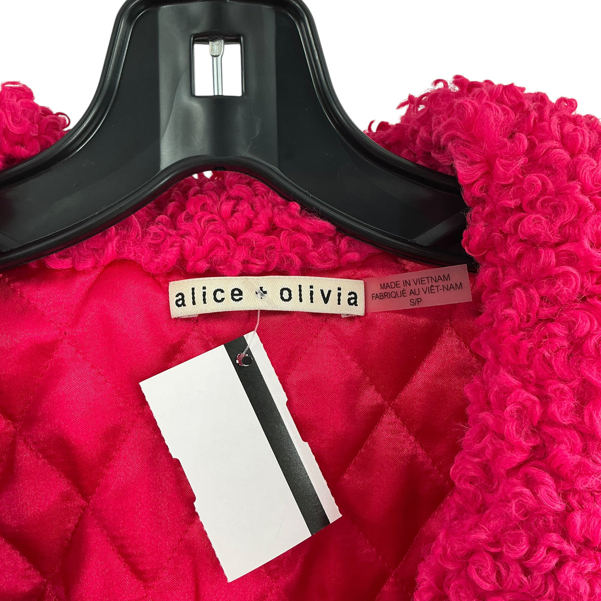 Alice + Olivia Thora Oversized Faux Fur Teddy Jacket in Fuchsia Pink