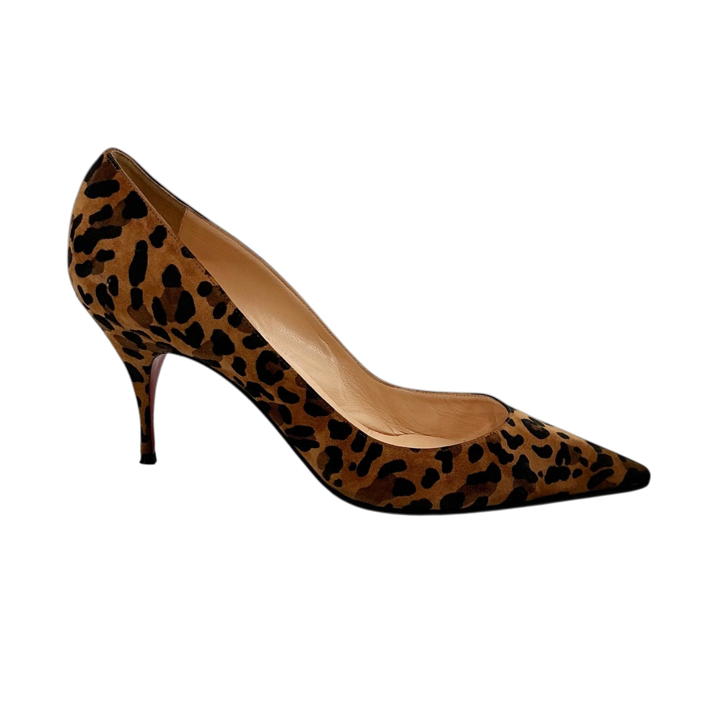 Christian Louboutin Clare Leopard Suede Pointed Toe Heels